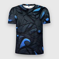 Футболка спортивная мужская Blue black abstract texture, цвет: 3D-принт