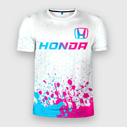 Футболка спортивная мужская Honda neon gradient style: символ сверху, цвет: 3D-принт