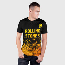 Футболка спортивная мужская Rolling Stones - gold gradient: символ сверху, цвет: 3D-принт — фото 2