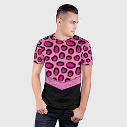 Футболка спортивная мужская Розовый леопард и блестки принт, цвет: 3D-принт — фото 2