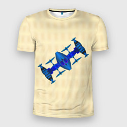 Футболка спортивная мужская Космическая станция из синего металла, цвет: 3D-принт