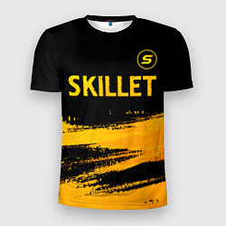 Футболка спортивная мужская Skillet - gold gradient: символ сверху, цвет: 3D-принт