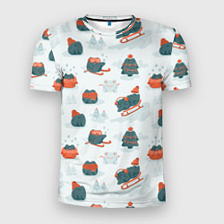 Мужская спорт-футболка Зимние веселые лягушки