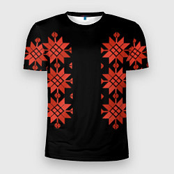 Мужская спорт-футболка Удмуртский - вертикаль black 2