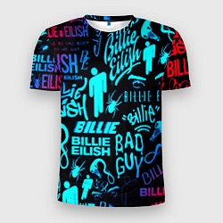 Футболка спортивная мужская Billie Eilish neon pattern, цвет: 3D-принт