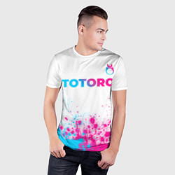 Футболка спортивная мужская Totoro neon gradient style: символ сверху, цвет: 3D-принт — фото 2