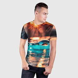 Футболка спортивная мужская Поверхность воды на закате макро, цвет: 3D-принт — фото 2
