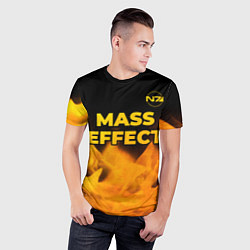 Футболка спортивная мужская Mass Effect - gold gradient: символ сверху, цвет: 3D-принт — фото 2