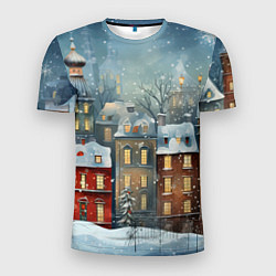Футболка спортивная мужская Новогодний городок, цвет: 3D-принт