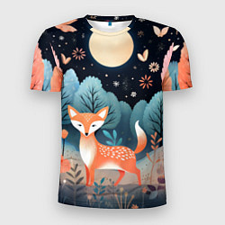 Футболка спортивная мужская Лисичка в осеннем лесу фолк-арт, цвет: 3D-принт