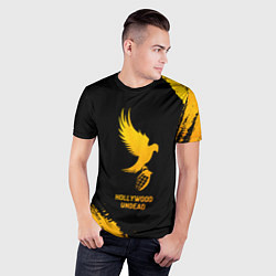Футболка спортивная мужская Hollywood Undead - gold gradient, цвет: 3D-принт — фото 2