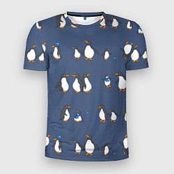 Мужская спорт-футболка Забавное семейство пингвинов
