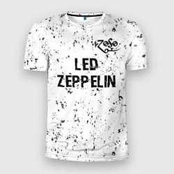 Футболка спортивная мужская Led Zeppelin glitch на светлом фоне посередине, цвет: 3D-принт