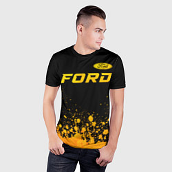 Футболка спортивная мужская Ford - gold gradient посередине, цвет: 3D-принт — фото 2