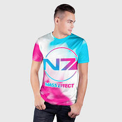 Футболка спортивная мужская Mass Effect neon gradient style, цвет: 3D-принт — фото 2