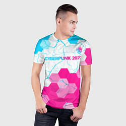 Футболка спортивная мужская Cyberpunk 2077 neon gradient style посередине, цвет: 3D-принт — фото 2