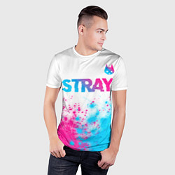 Футболка спортивная мужская Stray neon gradient style посередине, цвет: 3D-принт — фото 2