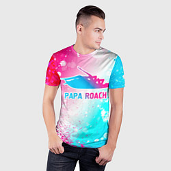 Футболка спортивная мужская Papa Roach neon gradient style, цвет: 3D-принт — фото 2