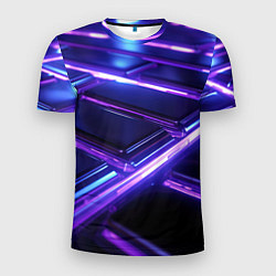 Мужская спорт-футболка Фиолетовые неоновые плиты