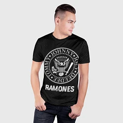 Футболка спортивная мужская Ramones glitch на темном фоне, цвет: 3D-принт — фото 2