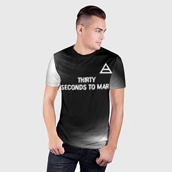 Футболка спортивная мужская Thirty Seconds to Mars glitch на темном фоне посер, цвет: 3D-принт — фото 2