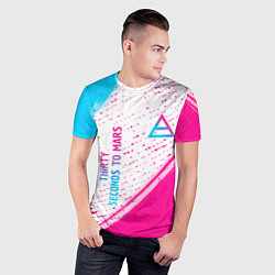 Футболка спортивная мужская Thirty Seconds to Mars neon gradient style вертика, цвет: 3D-принт — фото 2