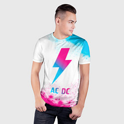 Футболка спортивная мужская AC DC neon gradient style, цвет: 3D-принт — фото 2