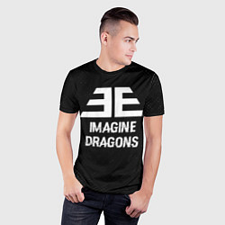 Футболка спортивная мужская Imagine Dragons glitch на темном фоне, цвет: 3D-принт — фото 2