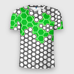 Футболка спортивная мужская Зелёная энерго-броня из шестиугольников, цвет: 3D-принт