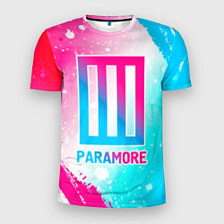 Футболка спортивная мужская Paramore neon gradient style, цвет: 3D-принт