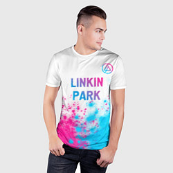 Футболка спортивная мужская Linkin Park neon gradient style посередине, цвет: 3D-принт — фото 2