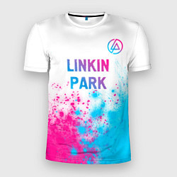 Футболка спортивная мужская Linkin Park neon gradient style посередине, цвет: 3D-принт