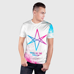 Футболка спортивная мужская Bring Me the Horizon neon gradient style, цвет: 3D-принт — фото 2