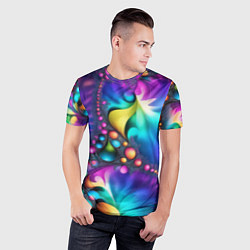 Футболка спортивная мужская Розово синий фрактал, цвет: 3D-принт — фото 2