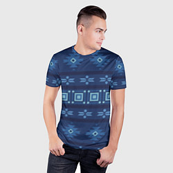 Футболка спортивная мужская Blue tribal geometric, цвет: 3D-принт — фото 2