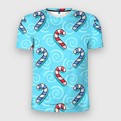 Мужская спорт-футболка Новогодний леденец трость