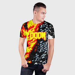 Футболка спортивная мужская Doom огненное лого, цвет: 3D-принт — фото 2