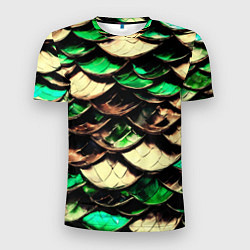 Мужская спорт-футболка Чешуя зеленого дракона
