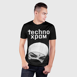 Футболка спортивная мужская Techno храм монашка в маске, цвет: 3D-принт — фото 2