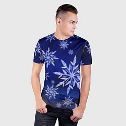 Футболка спортивная мужская Зима и снежинки, цвет: 3D-принт — фото 2