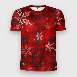 Мужская спорт-футболка Рождественские узоры снежинки