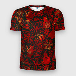 Футболка спортивная мужская Ёлочные игрушки и ёлки, цвет: 3D-принт