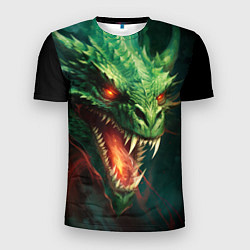 Футболка спортивная мужская Древний злой зеленый дракон, цвет: 3D-принт