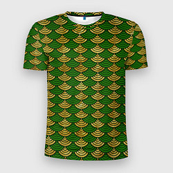 Мужская спорт-футболка Зелёно-золотая чешуя