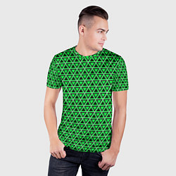 Футболка спортивная мужская Зелёные и чёрные треугольники, цвет: 3D-принт — фото 2