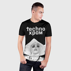 Футболка спортивная мужская Techno храм монашка в белом, цвет: 3D-принт — фото 2