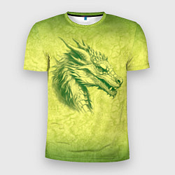 Футболка спортивная мужская Зеленый нарисованный дракон с открытой пастью, цвет: 3D-принт