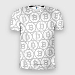 Мужская спорт-футболка Биткоин патерн на белом фоне