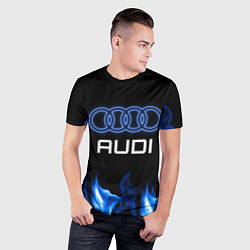 Футболка спортивная мужская Audi neon art, цвет: 3D-принт — фото 2