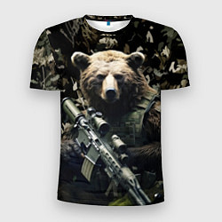 Футболка спортивная мужская Медведь солдат с винтовкой, цвет: 3D-принт